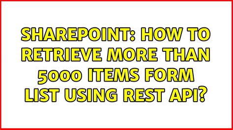 Learn how your comment data is processed. . How to get more than 5000 items from sharepoint list using rest api